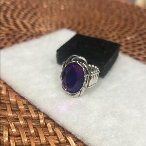 Elegant Silver and Purple Gemstone Ring
